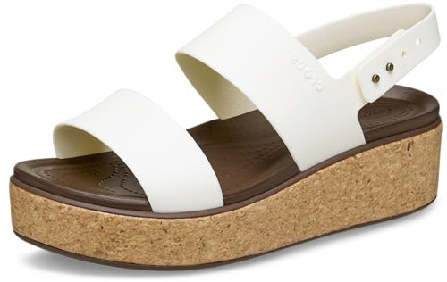 Crocs Women Sandal, Brooklyn Cork Low Wedge, Chalk, 8 UK Women