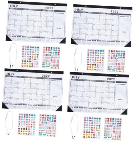 SEWACC 4 Stück Wandkalender 2023 büroartikel bürobedarf Kalender 2022 Wandkalender Kalender monatlich büro zubehör Multifunktions-Kalender zum Aufhängen Englischer Monatskalender Papier