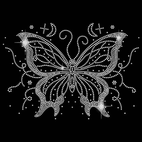 SUPERDANT Schmetterling Bling Aufkleber Strass Schmetterling Eisen Auf Stras Transfer Bling Strass T Shirt Transfer Stras Eisen Auf Hitze Transfer Aufbügeln Aufkleber Für T Shirt Kristall DIY Dekor