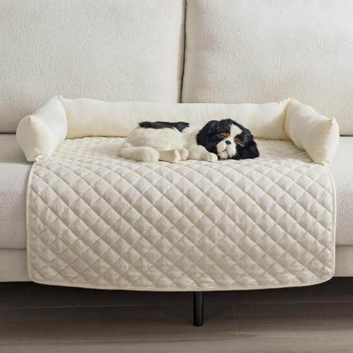 OKYUK Hundebetten Hundekissen - Sofaschutz, handgefertigtes Hundebett waschbar, hundekissen，Couchkissen, Hundematte Flauschiges Hundebett für große, mittelgroße & kleine HundeGrosse (Beige，90× 90cm)