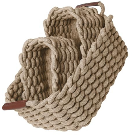BUGUUYO 1satz Woven Storage Baskets Aus Baumwollseil Mit Ledergriffen Handgefertigte Aufbewahrungskörbe Für Spielzeug Kleidung Und Wohnaccessoires Stilvolle Und Praktische Organisation