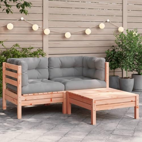Myheimly Garten Sofa, Gartensofa,Gartencouch Modular,Sofa Couch Gartenmöbel Gartengarnitur, Garten-Sofa-Modul Natürliches Douglasie,2X Corner + footrest