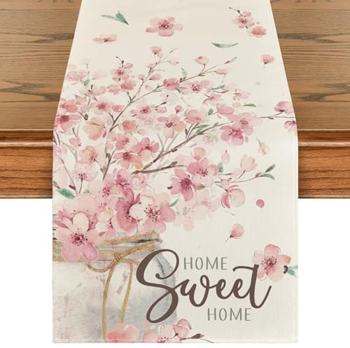 BSITSSS Tischläufer Frühling Blumen modern 33x183 cm Küche Esszimmer drinnen draußen Urlaub Party Wohnzimmer