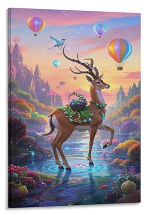 TJLROUVNK Antilope Wandkunst Fantasy Hirsch Modern Wandbilder Canvas Drucke Mit Leinwanddruck Moderne Dekoration Stilvoller Kunstdruck Fur Heimbüro Schlafzimmer Wohnzimmer Cafés 20x30inch(50x75cm)