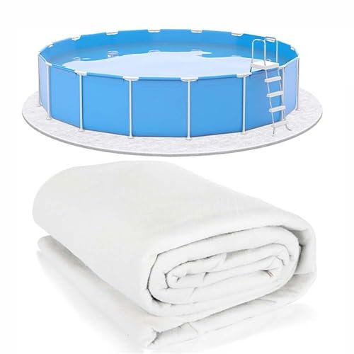 CCVVBFD Ground Pool Round Cloth, Round Liner Pad Pools Ground Geotextile Protector, Indoor Outdoor Under Pool Mat Heavy Duty Tarp for Villa, Courtyard, Leisure Villas,White-5.5m