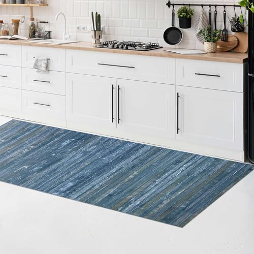 CosìCasa Badematte Holz & Bambus Badematte mit Anti-Rutsch Rückendeckung, Feuchtigkeitsresistenter Bambus Läufer & Bambusmatte für Bad, & Küche, Schieferblau im Alter, 50x120