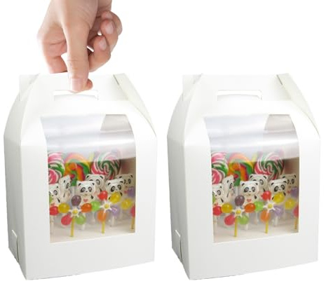 Scatole porta cake pop – Scatola di cartone | 2 scatole per torte | pranzo da asporto compleanno matrimonio trasportare pasto cibo torta scatola per feste | Imballaggio per esposizione di dessert