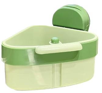 FEHFGD Suction Cup Sink Corner Rack, Kitchen Sink Strainer Basket with Strong Suction Cups, Food Waste Catcher for Preventing Sink Clogs, Organizing Kitchen Tools, 12x12x10 cm, Green