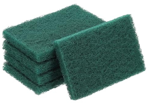 sourcing map 5Pcs Scrubber Scouring Pad, 5.9 x 3.9 Inch 180 Grits Drill Power Brush Rectangle Scrub Pads Discs Polishing Pad for Household Furniture Automotive Cleaning, Green