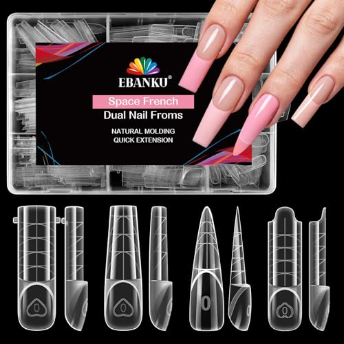 EBANKU 3D Omvänd Fransk Dubbelform, 240 ST Magic Caps Zone Fransk Nagel Dubbelform Nagelform Nagelförlängningsverktyg för Hemsalong Nagelmanikyr(4 Stilar)