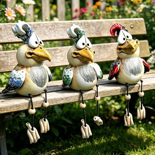 FARYODI 3-teilige Hühner Deko Garten, Garten Handarbeit Huhn Deko, Lustige Gartendekoration für Draußen, Figuren Gartendeko Gartenfigur Gartendekoration für Außen Balkon Gartens Ostern