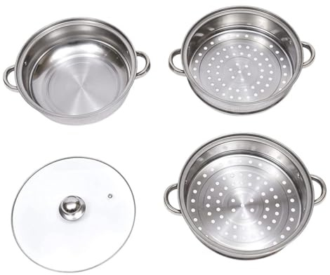 Tofficu Pentola Coperchio e Manici 28 Cm per Cottura a Vapore in Acciaio Inox Multistrato Vaporiera per Verdure e Panini Set Cucina Compatibile Fornelli a Gas ed Elettrici