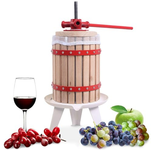 Manuelle Traubenpressmaschine, 6 l, Weinkellerei, Saftpresse, Holzkorb, Obstpresse, Crusher für Zuhause, Weinherstellung