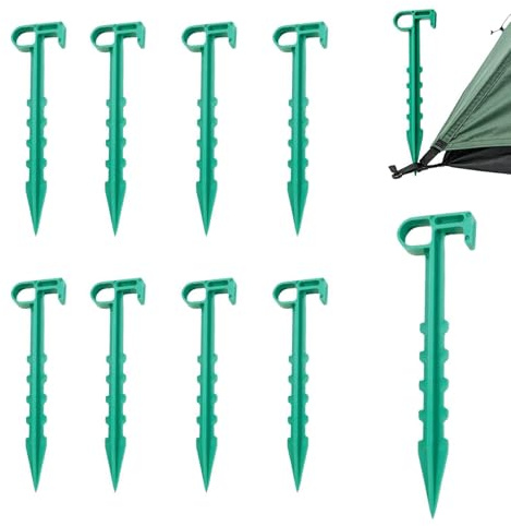 Estacas para Tienda de Campaña,Gancho Dentado Serrado Portátil 10 Piezas | Picos para Carpa | Exterior, Jardín, Playa, Mochilero, Excursión, Red
