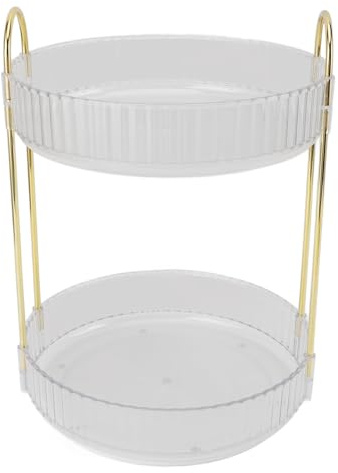 Naroote Sminkställ med Roterande Design i 2 Nivåer för Enkel åtkomst i Badrum och Sovrum (Vit)