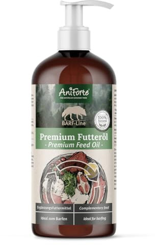 AniForte Barf Futteröl für Hunde 1L – Natürliches, kaltgepresstes Premium Barf Öl, ideale Mischung reich an Omega 3 & Omega 6, Barföl als artgerechter & ausgewogener Barf Zusatz