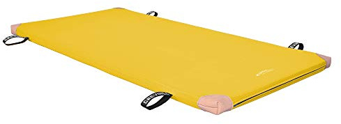Grevinga® TÜV-Süd zertifizierte Leichtturnmatte (VB 80) | 200 x 100 x 8 cm | GELB | mit Lederecken und Tragschlaufen