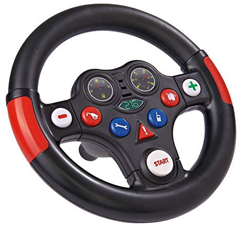 BIG - Racing-Sound-Wheel - Lenkrad mit Racingsound, für Bobby Cars ab dem Baujahr 2010, sowie für BIG-Traktoren, Spielzeuglenkrad für Kinder ab 1 Jahr, Schwarz/Rot/Weiß/Blau