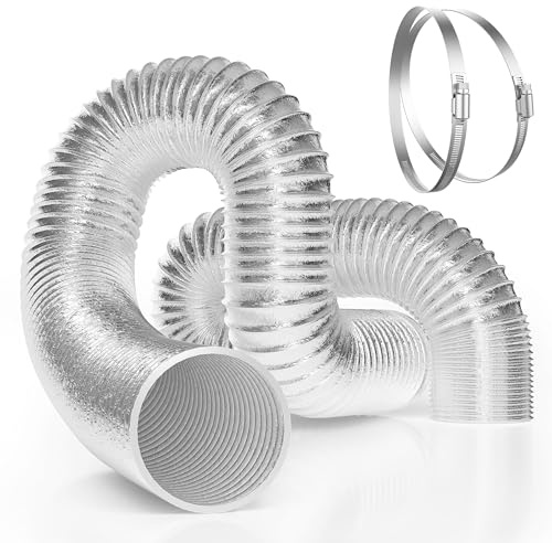 VIVOSUN Tubo de Ventilación Flexible 10cm 7,6m Aluminio con 2 Abrazaderas Acero Inoxidable Conducto de Aire Multicapa para Extractor Ventilador HVAC Cultivo Interior Invernadero