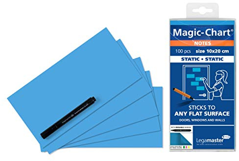 Legamaster Magic-Chart Notes - statisch selbsthaftend - weiß - 10x20cm - abwischbar und wiederbeschreibbar - inkl. 1 Boardmarker - 100 Folien