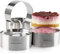Andrew James Cooking Rings | Set of 4 Stainless Steel Cake Rings for Moulding & Presentation | Egg Rings Set Includes Food Press | Food Moulds for Freezer, Oven & Dishwasher Safe (4cm x 9cm)