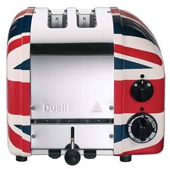 Dualit NEWGEN Toaster 2 Scheiben Union Jack, handgefertigt in GB | Retro-Design, ProHeat®-Heizelemente, robustes Edelstahl- und Aluminiumgehäuse, wartbar, reparierbar, 21 × 26 × 22 cm