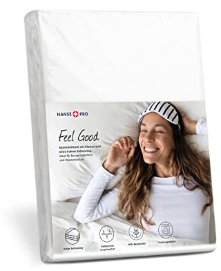 HANSE PRO Spann-Betttuch 180x200-200x220 cm I Spann-Bettlaken I Laken I für Boxspring-Betten und Wasserbetten I Steghöhe bis 30 cm I Premium-Qualität I Farbe Weiß