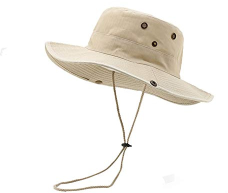 Fitwish Ototon Chapeau Bob Pêcheur Coton Pliable Chapeau de Soleil Réglable Visière Anti UV pour Camping Randonnée Voyage Unisexe (Beige)