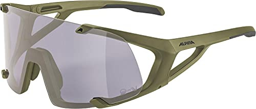 ALPINA HAWKEYE Q-LITE V - Selbsttönende, Bruchfeste & Beschlagfreie Sport- & Fahrradbrille Mit 100% UV-Schutz Für Erwachsene, olive matt, One Size