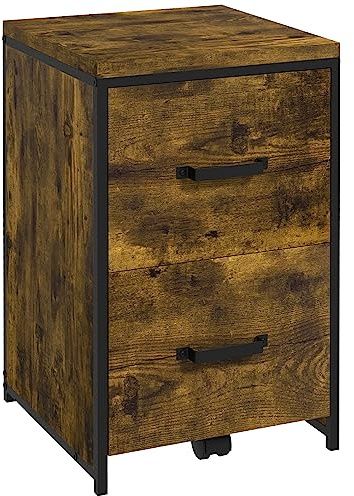 Vinsetto 2-Drawer file Cabinet, Industrial filing cabinets for Home, Hanging File Folders, Vertical Home Office Organizer for A4 Size, Rustic Brown