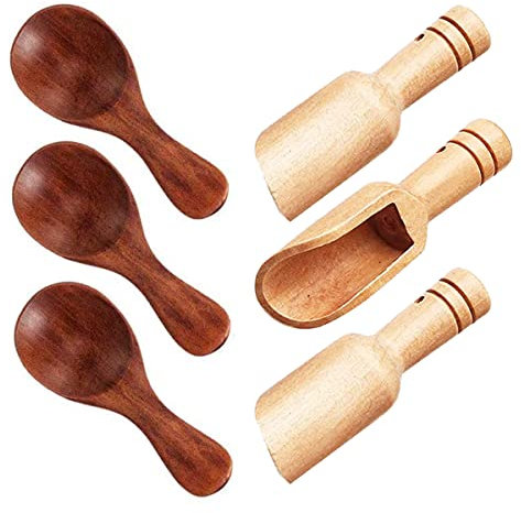 Small Wooden Salt Spoon,Wood Spoon with Short Handle, Perfect for Small Jars of Jam, Spices, Condiments, Seasoning, Sugar, Honey, Coffee, Tea, Mustard, Ice Cream, Milk Powder