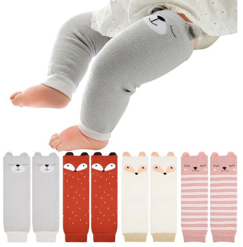 XEPST Packung mit 4 Kleinkind Baby Beinwärmer, niedliche Tiermuster Lange Beinwärmer Kniestrümpfe Knieschützer Beinärmel Leggings für Baby Kinder Kleinkinder Jungen Mädchen 0-5 Jahre, Einheitsgröße