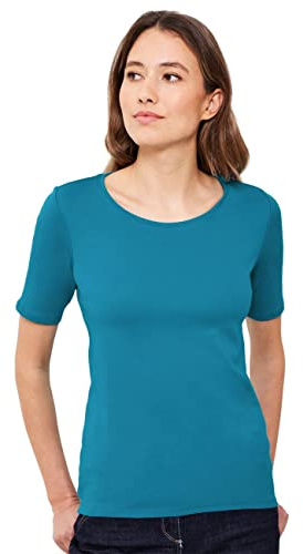 Cecil B317515 T-Shirt Basique en Coton, Bleu Universel, S Femme