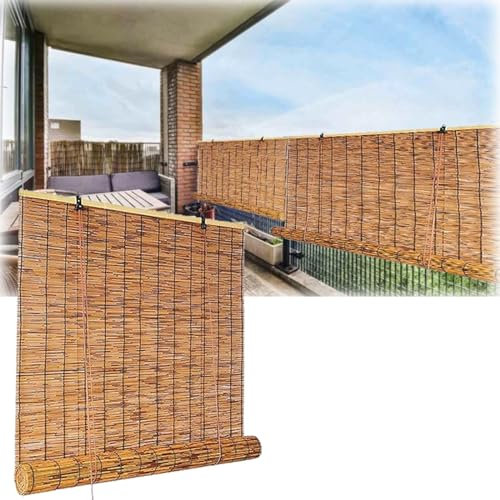 Garten Schilf Bambusrollo 120x160 130x250 120x160 140x210cm Terrasse Sichtschutz Raffrollo Wetterfest Outdoor Bambus Rollo Jalousine Umweltfreundlicher Rollvorhang Für Restaurant Fenster Balkon (Farb