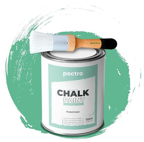 PECTRO Chalk Paint for Furniture 750ml + special Wood Brush Pack - Furniture Paint without sanding - Wood Piant - Effect Chalk Colors (Pastel Green)