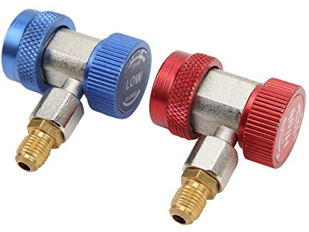 Klanata Kit Acopladores Rápidos R134A, Conectores Ajustables Alta Baja Presión, 1/4 Pulgada Macho para Carga Aire Acondicionado