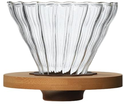 Goutteur à café en verre transparent, entonnoir à café, filtre à café infusé à la main, filtre à café avec support, pour cafetière