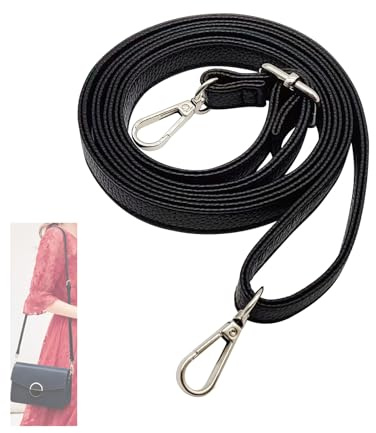 Correa de hombro de piel negra de 1,5 cm de ancho, para bolsos y carteras, ajustable para mini bolsos, reemplazo de 72-142 cm