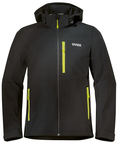 Uvex Tune-up Veste softshell pour homme - Imperméable et coupe-vent - Veste demi-saison pour les loisirs et le travail, noir/jaune, XL