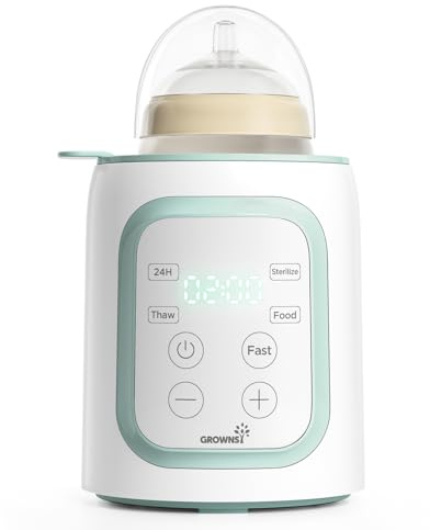 Grownsy Scaldabiberon 10-in-1 Veloce con Timer per Latte Materno o Formula, Controllo Preciso della Temperatura, Funzioni di Scongelamento, Sterilizzazione, Mantenimento Caldo e Riscaldamento Pappe