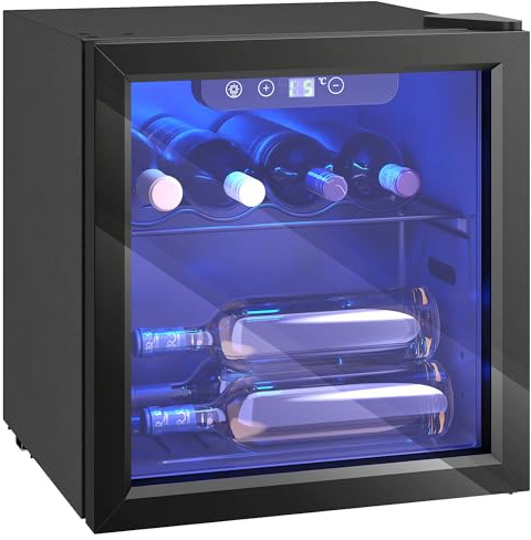 HOMCOM Table-Top Wine Cooler 36 Litre Capacity 4-16°C Glass Door 12 Bottle