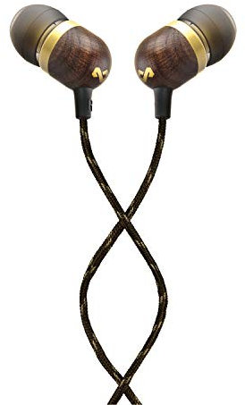 House of Marley Smile Jamaica In-Ear Headphones - Sustainably Crafted, Eco-Friendly, Noise Isolating Wired Earphones, 9.2mm Driver, Tangle-Free Cable, 1 Button Microphone Control - Brass