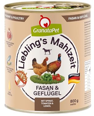 GranataPet Liebling's Mahlzeit Fasan & Geflügel, Nassfutter für Hunde, Hundefutter ohne Getreide & ohne Zuckerzusätze, Alleinfuttermittel, 6 x 800 g