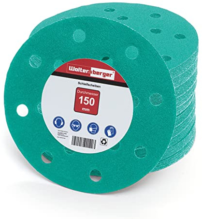 Woltersberger® 50 dischi abrasivi eccentrici Ø 150 mm | Grana P2000 | 15 fori in verde | per una levigatura ottimale, versatile