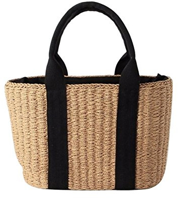 Minetom Sac Paille Femme Sac Tissé Sac à Bandoulière Tissage Sac à Main Rétro Grande Capacité Tressé Sac de Voyage Chic Bowknot Naturel Bag A Kaki Taille Unique