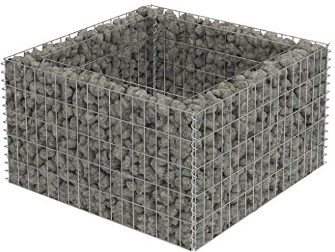 vidaXL Gabion Raised Bed Outdoor Gardening Backyard Park Stone Cage Basket Landscape Garden Planter Container Flower Box Galvanized Steel 35.4