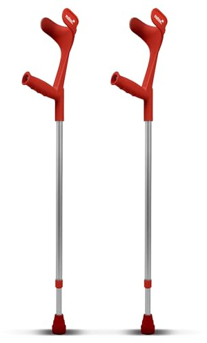 Pulox Unterarmgehstützen Rot 140 kg mit Ergo-Softgriff 1 Paar | Klassiker Krücken von Ossenberg im Pulox-Design, Ergonomischer Softgriff für hohen Komfort und sicheren Halt