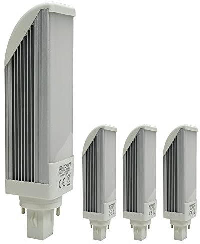 LED ATOMANT Pack 4x Bombilla LED PL G24 7W, 2 pin. Blanco Frio (6500K). 700 lumenes reales. Sustitucion plc 26w de gas.