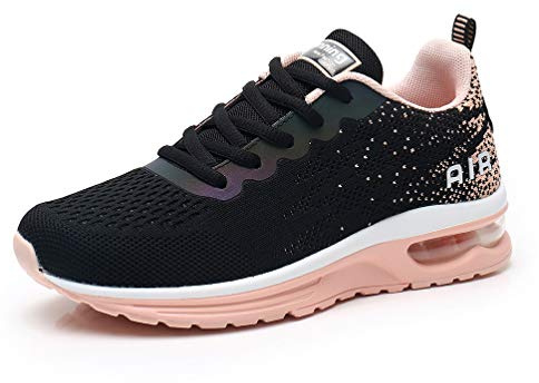 AFFINEST Damen Laufschuhe Sportschuhe Air Atmungsaktiv Turnschuhe rutschfest Leichte Schuhe Stoßfest Outdoor Mesh Sneaker Schwarz orange 41