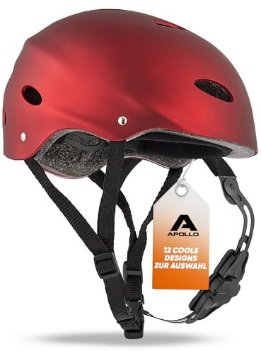 Apollo Skaterhelm Herren, Damen und Kinder | Kinderfahrradhelm | Verstellbar | Skateboard, Scooter, BMX Helm Kinder mit Drehrad-Anpassung | für Jungen und Mädchen | Verschiedene Größen und Farben